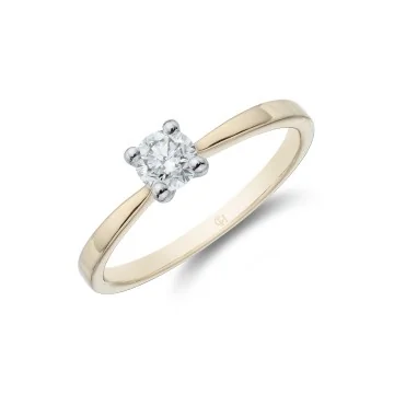18ct Yellow Gold Brilliant Cut 0.33ct Diamond Solitaire Ring