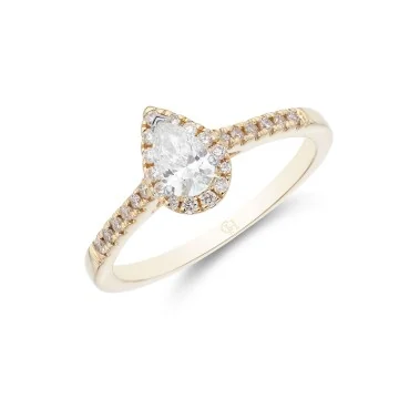18ct Yellow Gold Oval Cut 1.05ct Diamond Halo Solitaire Ring