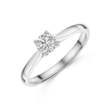 Platinum 4 Claw Bar Set 0.40ct Round Brilliant Diamond Solitaire Ring