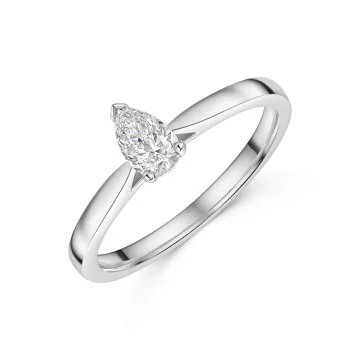 Platinum Pear Cut 0.40ct Solitaire Diamond Ring