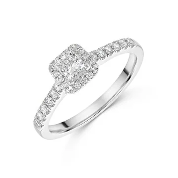 Platinum Princess Cut 0.33ct Diamond Solitaire Ring with Claw Set Shoulders