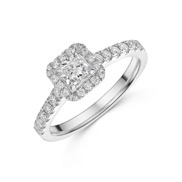 Platinum Princess Cut 0.33ct Diamond Solitaire Ring with Claw Set Shoulders
