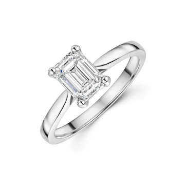 Platinum 1.50ct Emerald Diamond Solitaire Ring