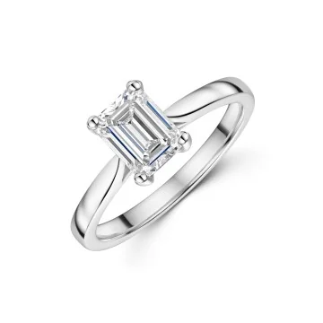 Platinum 1.50ct Emerald Diamond Solitaire Ring
