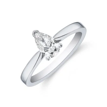 Platinum 0.50ct Pear Cut Diamond Solitaire Ring