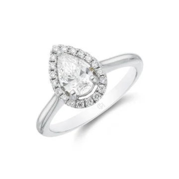 Platinum Pear Cut 0.75ct Diamond Halo Ring