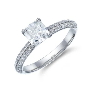 Platinum Cushion Cut 1.23ct Diamond Solitaire Ring