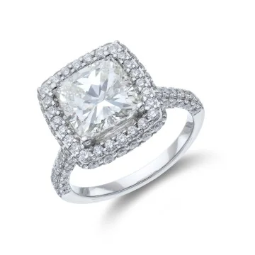 Platinum Cushion Cut 4.50ct Diamond Halo Ring
