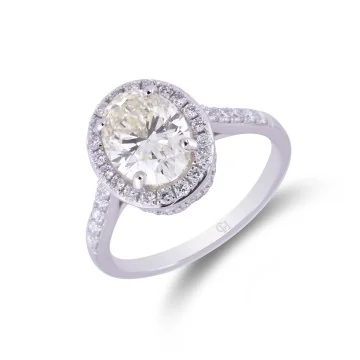 Platinum Emerald Cut 1.40ct Diamond Halo Ring