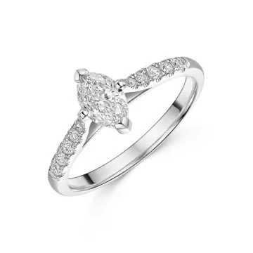 Platinum Marquise 0.60ct Diamond Solitaire Ring with Claw Set Shoulders