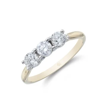 18ct Yellow Gold Brilliant Cut 0.75ct Diamond Three Stone Ring
