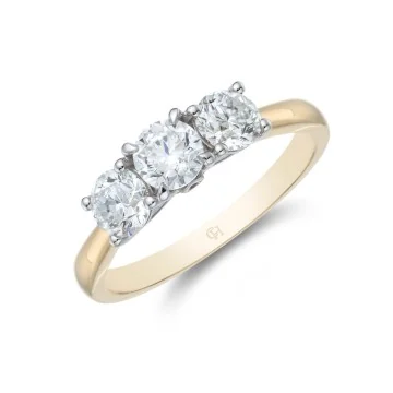 18ct Yellow Gold Brilliant Cut 1.00ct Diamond Three Stone Ring