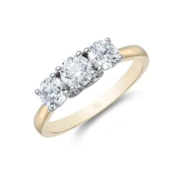 18ct Yellow Gold Brilliant Cut 1.00ct Diamond Three Stone Ring
