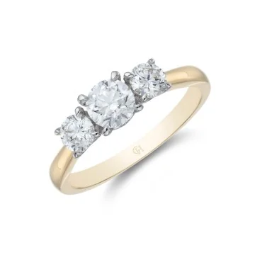 18ct Yellow Gold Heart Brilliant Cut 0.75ct Diamond Three Stone Ring 1