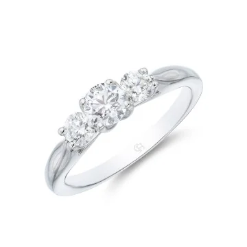 18ct White Gold Oval Cut Tanzanite and Brilliant Cut Diamond 3.12ct Three Stone Ring