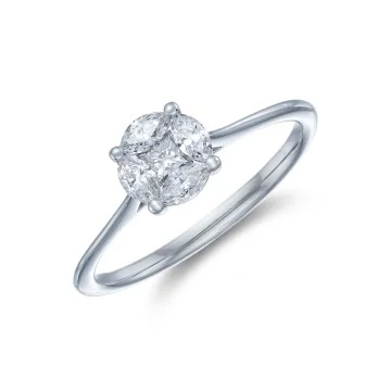 18ct White Gold Marquise and Princess Cut 0.40ct Diamond Cluster Ring