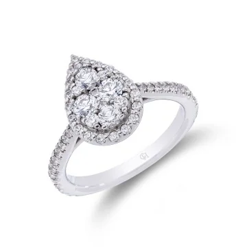Platinum Round Brilliant Cut 1.00ct Diamond Cluster Ring