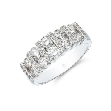 9ct White Gold 1.11ct Diamond Cluster Ring 
