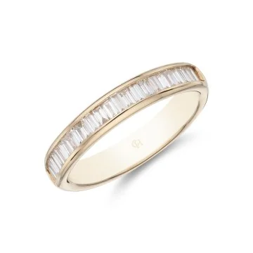 18ct Yellow Gold Baguette & Brilliant Cut 0.63ct Diamond Channel Eternity Ring