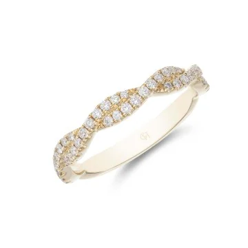 18ct Yellow Gold Brilliant Cut 0.13ct Diamond Twist Eternity Ring