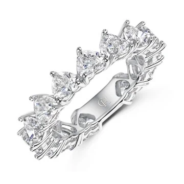18ct White Gold Heart Cut 4.25ct Diamond Eternity Ring