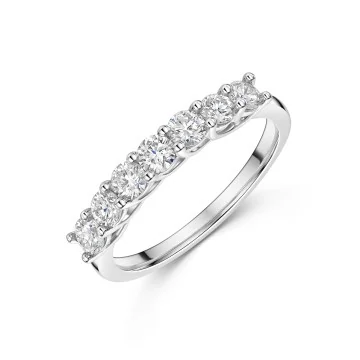 Platinum 0.75ct Round Brilliant Diamond 7 Stone Eternity Ring