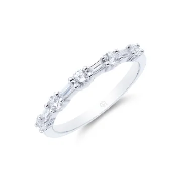 9ct White Gold Baguette and Brilliant Cut 0.50ct Diamond Eternity Ring
