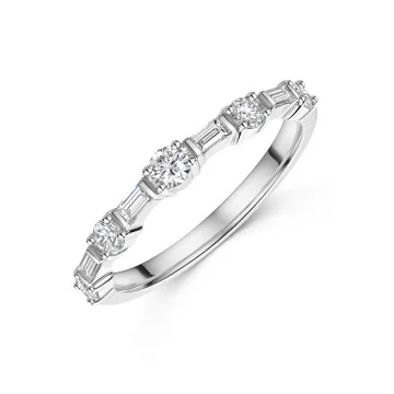 9ct White Gold Baguette and Brilliant Cut 0.50ct Diamond Eternity Ring