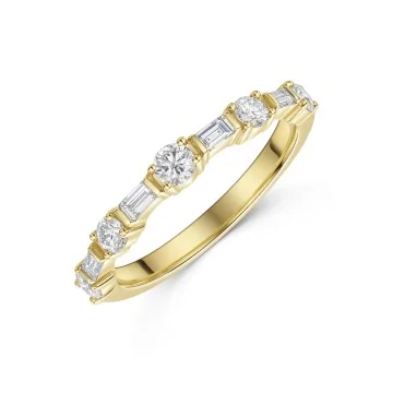 9ct Yellow Gold Brilliant and Baguette Cut 0.49ct Diamond Eternity Ring