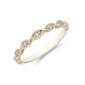 9ct White Gold 0.11ct Diamond Trilogy Wishbone Eternity Ring 