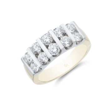 18ct Yellow Gold Brilliant Cut 1.50ct Double Row Diamond Fancy Band