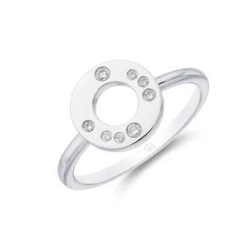 18ct White Gold Round Brilliant Diamond 0.10ct Open Circle Ring
