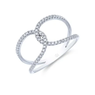 9ct White Gold Brilliant Cut Diamond 0.19ct Open Fancy Band