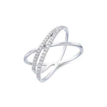 9ct White Gold Brilliant Cut Diamond 0.08ct Interlocking Fancy
