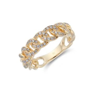 9ct Yellow Gold Brilliant Cut 0.12ct Diamond Open Link Eternity Ring