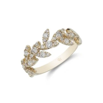 9ct Yellow Gold Brilliant Cut 0.45ct Diamond Fancy Band
