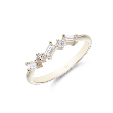 9ct Yellow Gold Baguette 0.20ct Diamond Fancy Band Ring