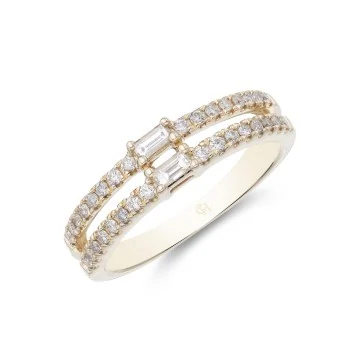 9ct Yellow Gold Brilliant Cut Diamond 0.13ct Cross Over Fancy Band