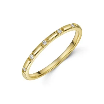 9ct Yellow Gold 0.04ct Round Brilliant Diamond Fancy Band