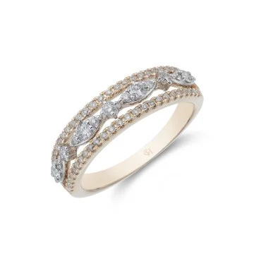 9ct Yellow Gold Brilliant Cut 0.33ct Diamond Fancy Band