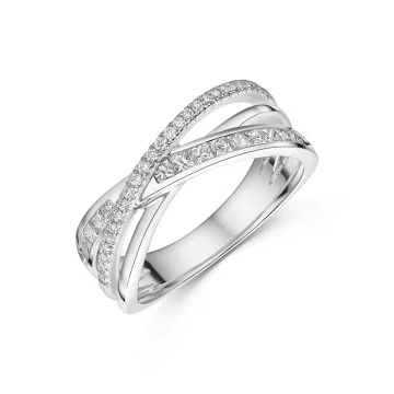 Platinum Mixed Cut 0.50ct Diamond Set Crossover Fancy Band