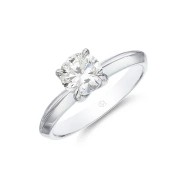 Platinum 1.00ct Round Brilliant Knife Edge Diamond Solitaire Ring