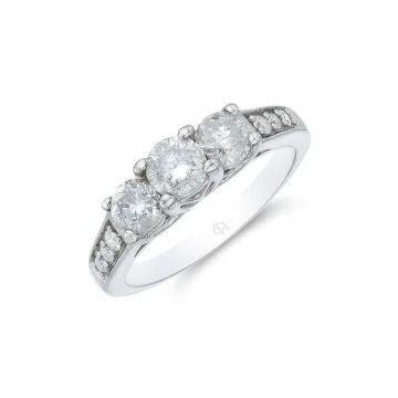 Pre-owned 18ct White Gold 3 Stone Diamond Ring Approx. 0.81ct - Size K