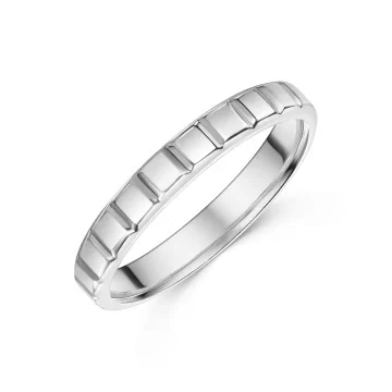 9ct White Gold 3mm Ladies Lined Wedding Ring
