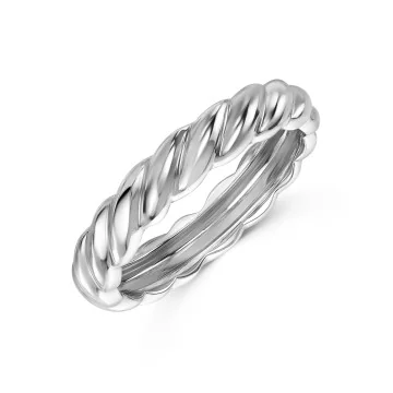 9ct White Gold 4mm Ladies Twist Wedding Ring