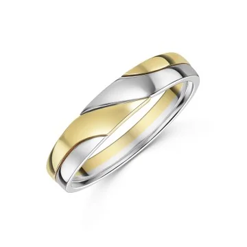 9ct White & Yellow Gold 4mm Ladies Fancy Wedding Ring