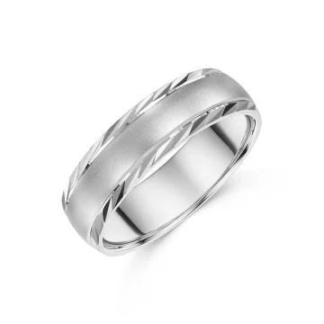 Palladium 6mm Lined Edge Wedding Ring
