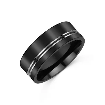 Titanium Black Double Lined 6mm Flat Court Wedding Ring