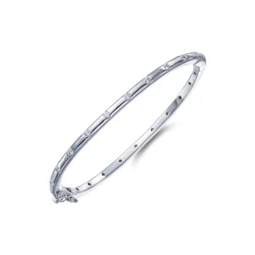 Silver Rub Over Cubic Zirconia Bangle