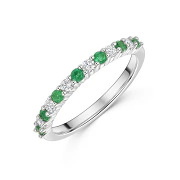 Platinum 0.39ct Round Brilliant Emerald & Diamond Eternity Ring